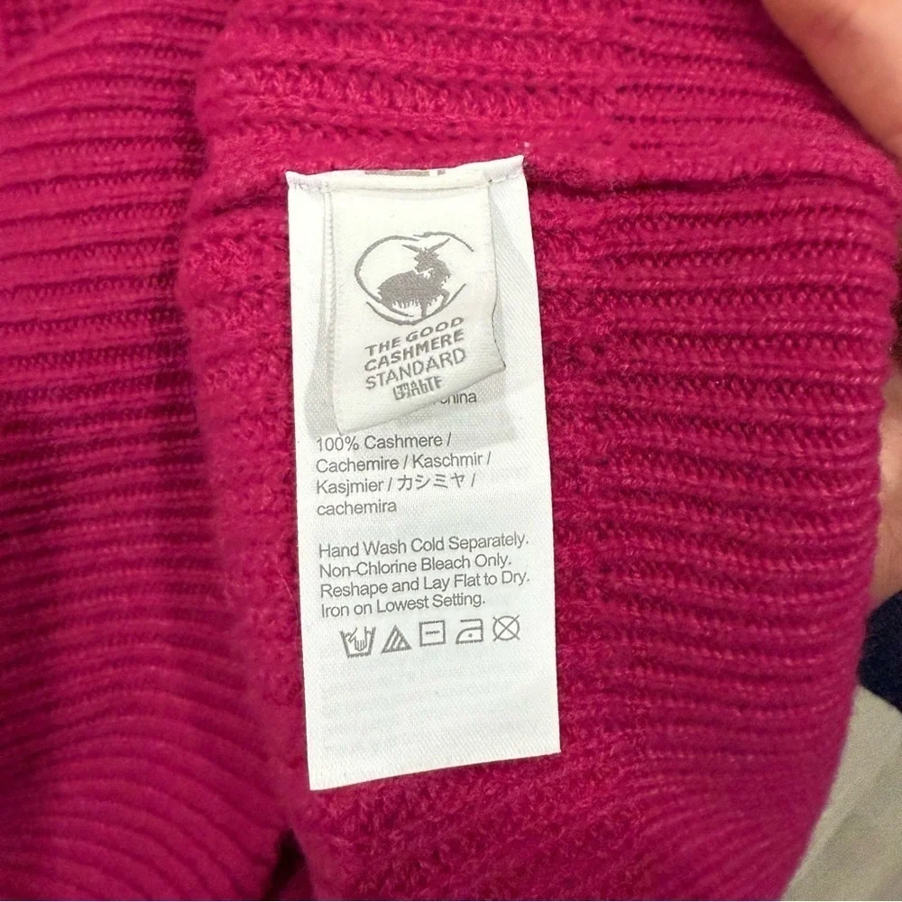 J Crew Sweater 100% Cashmere Puff-Sleeve Crewneck in Fuchsia Magenta